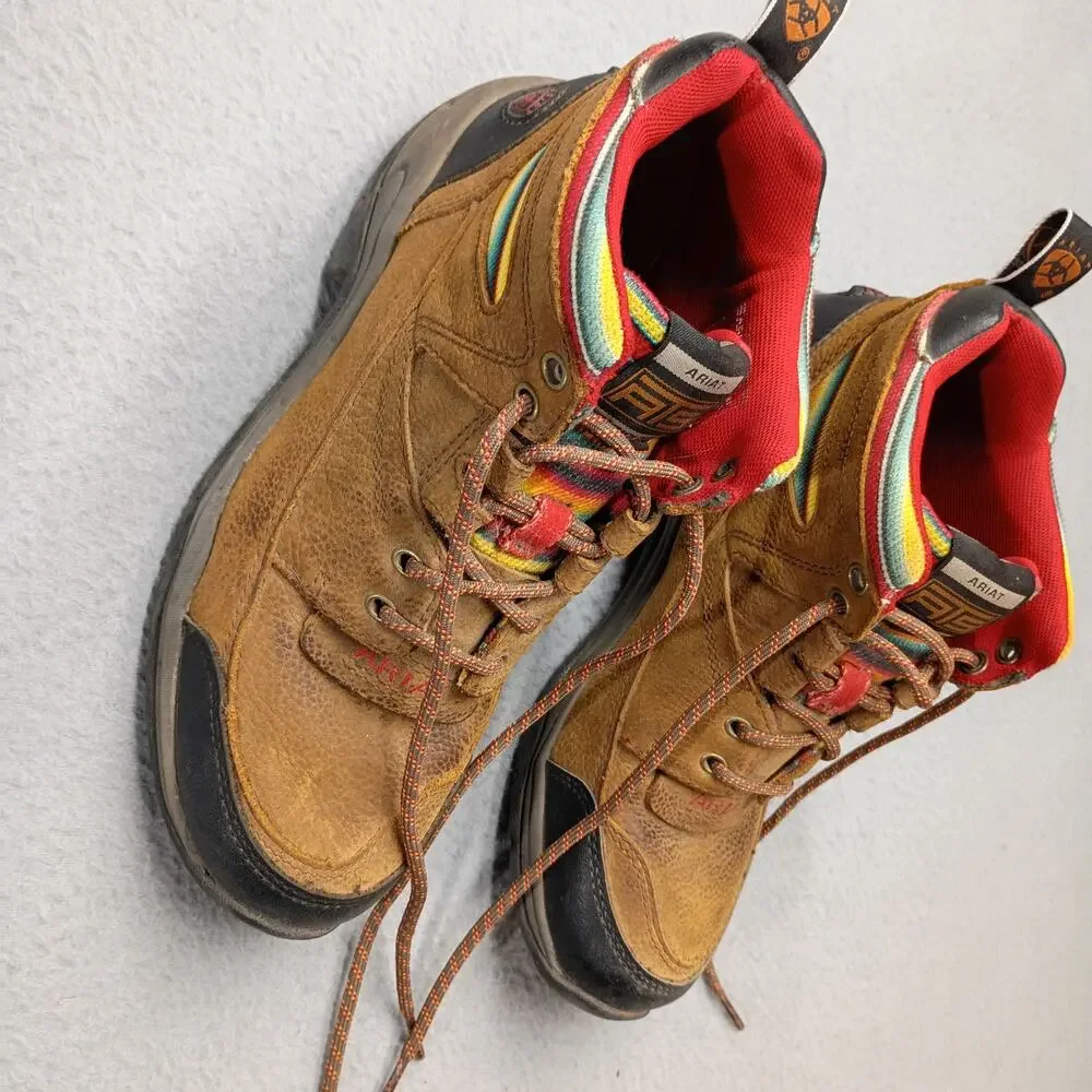 Ariat Terrain Hiking Boots Women 8.5 B Brown Leather Serape Stripe ATS outdoor